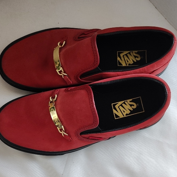 Vans Red Slip-On with Gold Detail - Picture 2 of 5